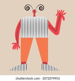 Illustration of a monster taking a bow, vector art