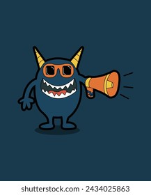 Illustration of a monster talking using a loudspeaker