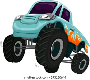 Illustration of a Monster Truck Revving its Engine