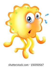 Illustration of a monster trying to escape on a white background