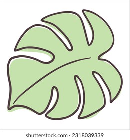 Illustration of a monstera leaf. Hand drawn style.Vector illustration EPS10