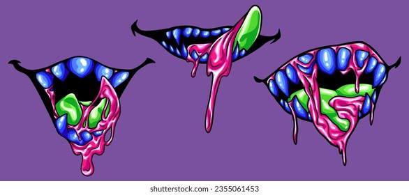 illustration of a monster's mouth with sharp teeth roaring and laughing evilly