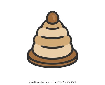 
Illustration of Mont Blanc cake icon (line drawing color).