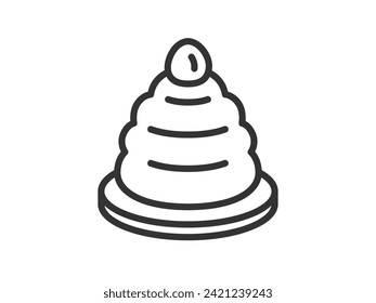 Illustration of Mont Blanc cake icon (line drawing).