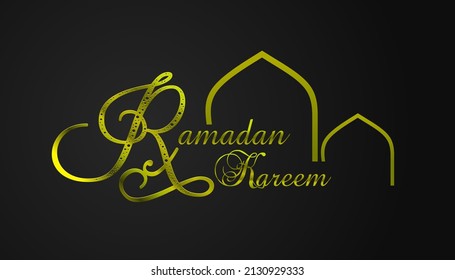 illustration of the month of Ramadan with unique letters and minimalist mosque dome decoration