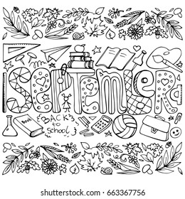 Illustration of the month "SEPTEMBER" hand-drawn in vector. Image can be used for web site background, on banners, invitations, print, poster and on your other designs.