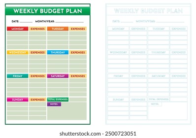 An Illustration of Monthly Budget Planner Templates in cmyk mode. Ready to print.