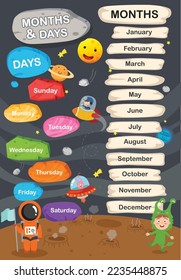 illustration of months and day vector