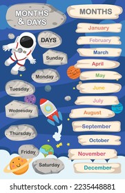 illustration of months and day vector