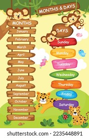 illustration of months and day vector