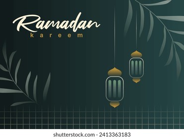 Illustration of a moon background, lantern. Arabic lantern Ramadan celebration.