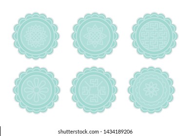 illustration Moon cakes for Mid-autumn festival isolated on white background set bundle. - vector