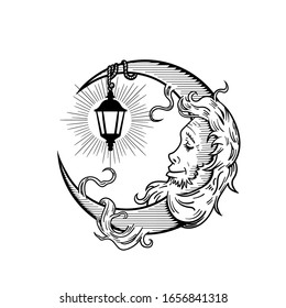 The illustration of the moon. Can be used as tattoo