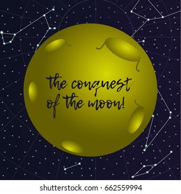 illustration, moon, constellation, starry sky, text, template