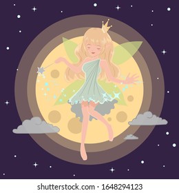 Illustration of Moon Fairy. Fantasy.