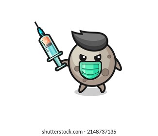 illustration of the moon to fight the virus , cute design