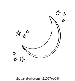 Illustration of a moon. Line art