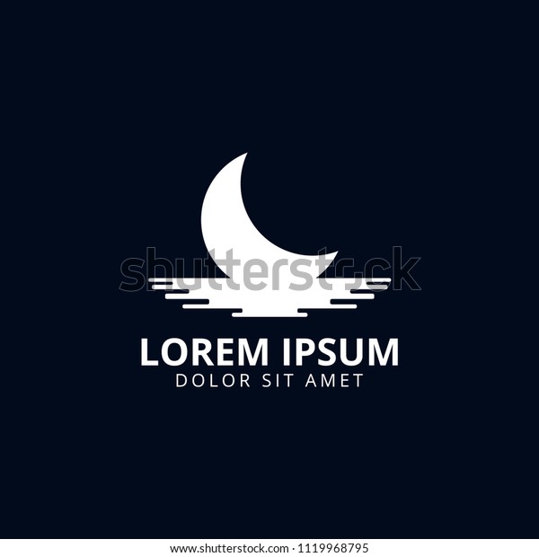 Illustration of moon\
logo design template\
vector