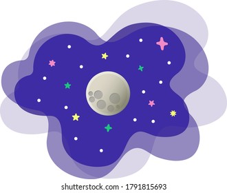 Illustration of Moon on the background of the starry sky