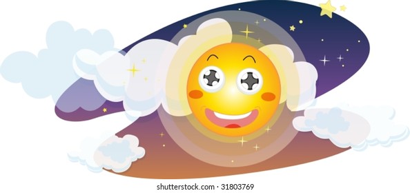 Ilustración de la luna en blanco