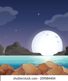 Illustration of a moon setting