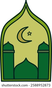 An Illustration of moon, star and mosque dome