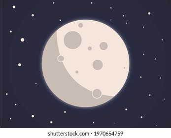 Illustration of moon with stars.
