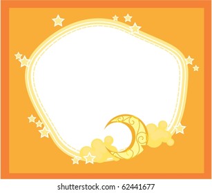 illustration of moon and stars on a white background