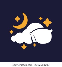 Ilustración de las estrellas de la luna y del vector del logotipo de la almohada