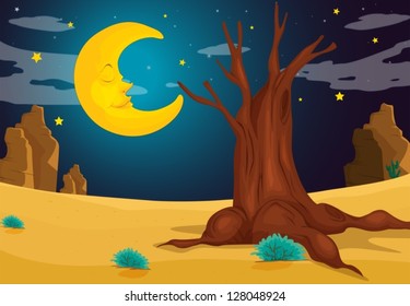 Illustration of a moonlight evening