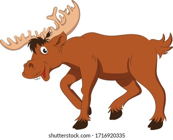 Illustration of moose cartoon on white background