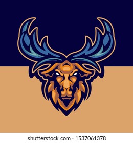 illustration of moose head for sports and gaming logos