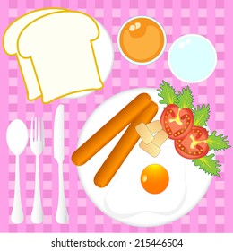 Illustration  of  morning  breakfast  vector  top view