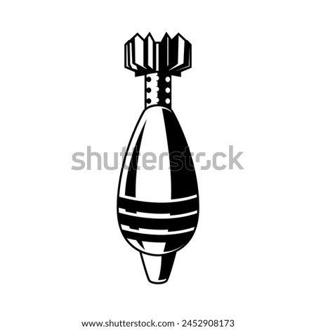 Illustration of a mortar shell in engraving style. Design element for poster, emblem, sign, badge. Vector illustration