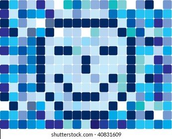 illustration of mosaic background with smiley cubes