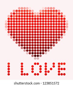 Illustration of mosaic heart on the pink background