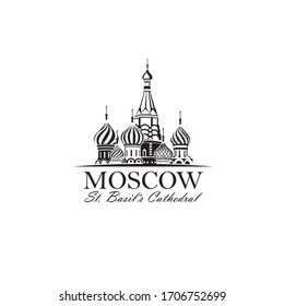 illustration of Moscow Saint Basil Cathedral in Red square isolated on white background