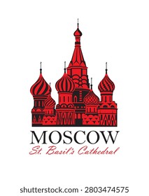 illustration of Moscow Saint Basil Cathedral in Red square isolated on white background