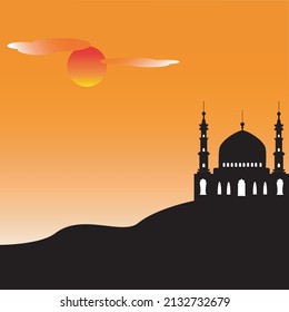 illustration of the mosque in the afternoon