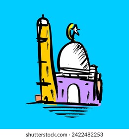 ilustración de la mezquita en segundo plano
