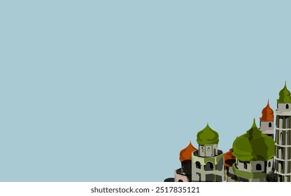 illustration of a mosque building with a blue background