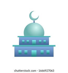 Illustration of a Mosque Building with a Dome