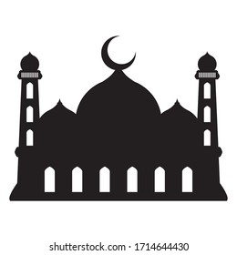 Illustration of a Mosque Building with a Dome over white background.