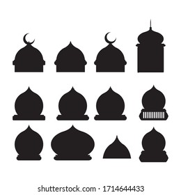 Illustration of a Mosque Building with a Dome over white background.