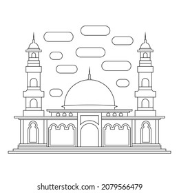 An illustration of a mosque building made in detail for study purposes or for project complementary materials for those in need.