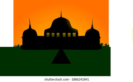 illustration of a mosque building at sunset