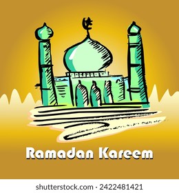 illustration of mosque in colour
