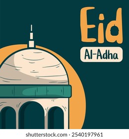 illustration of a mosque commemorating Eid al-Adha