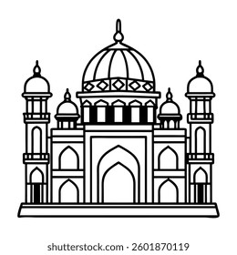 illustration of mosque and crescent silhouette logo concept
