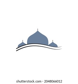 illustration of a mosque dome with water ornaments, a beautiful aceh baiturrahman mosque, a simple logo of a mosque dome, masjid baiturrahman svg